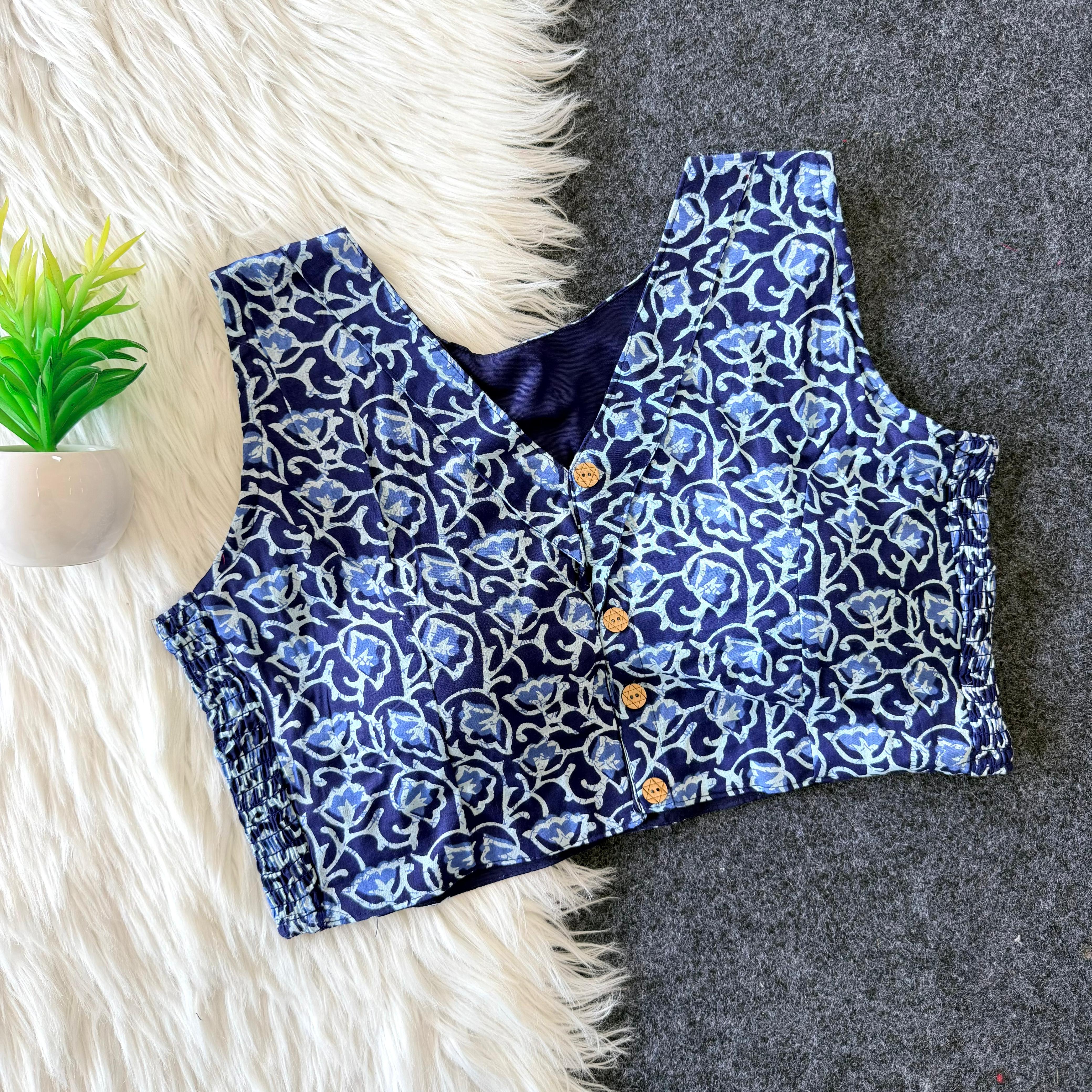 Pure Cotton Flexible Side-Elastic Blouse